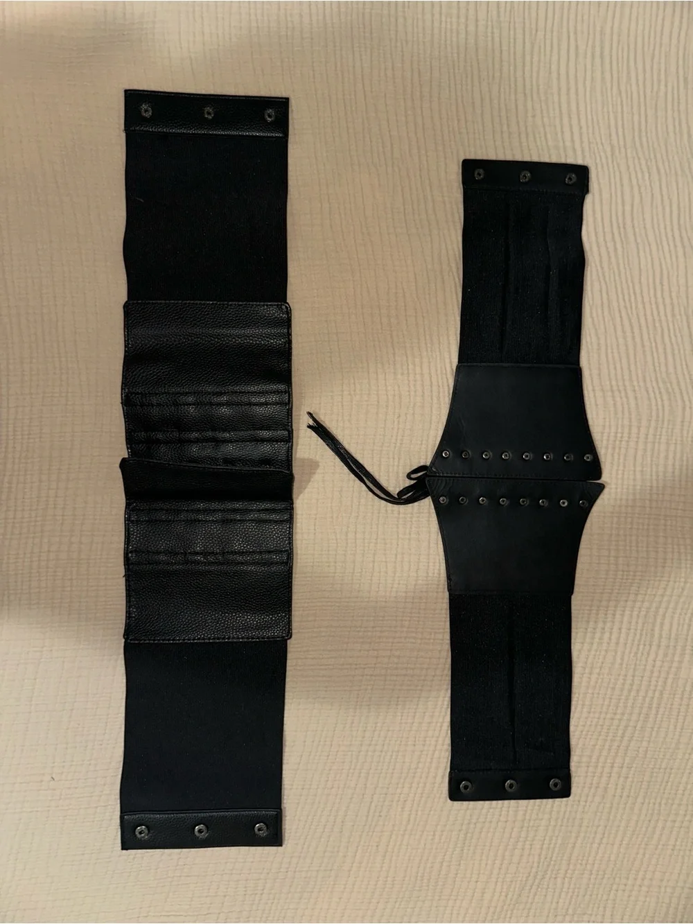 Wide Lace-Up Elastic Waist Belt in Black